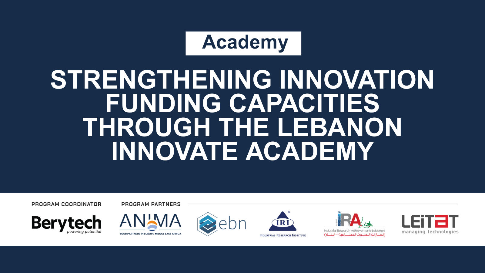 Lebanon Innovate Academy_Building Capacity for European Innovation Funding_EN