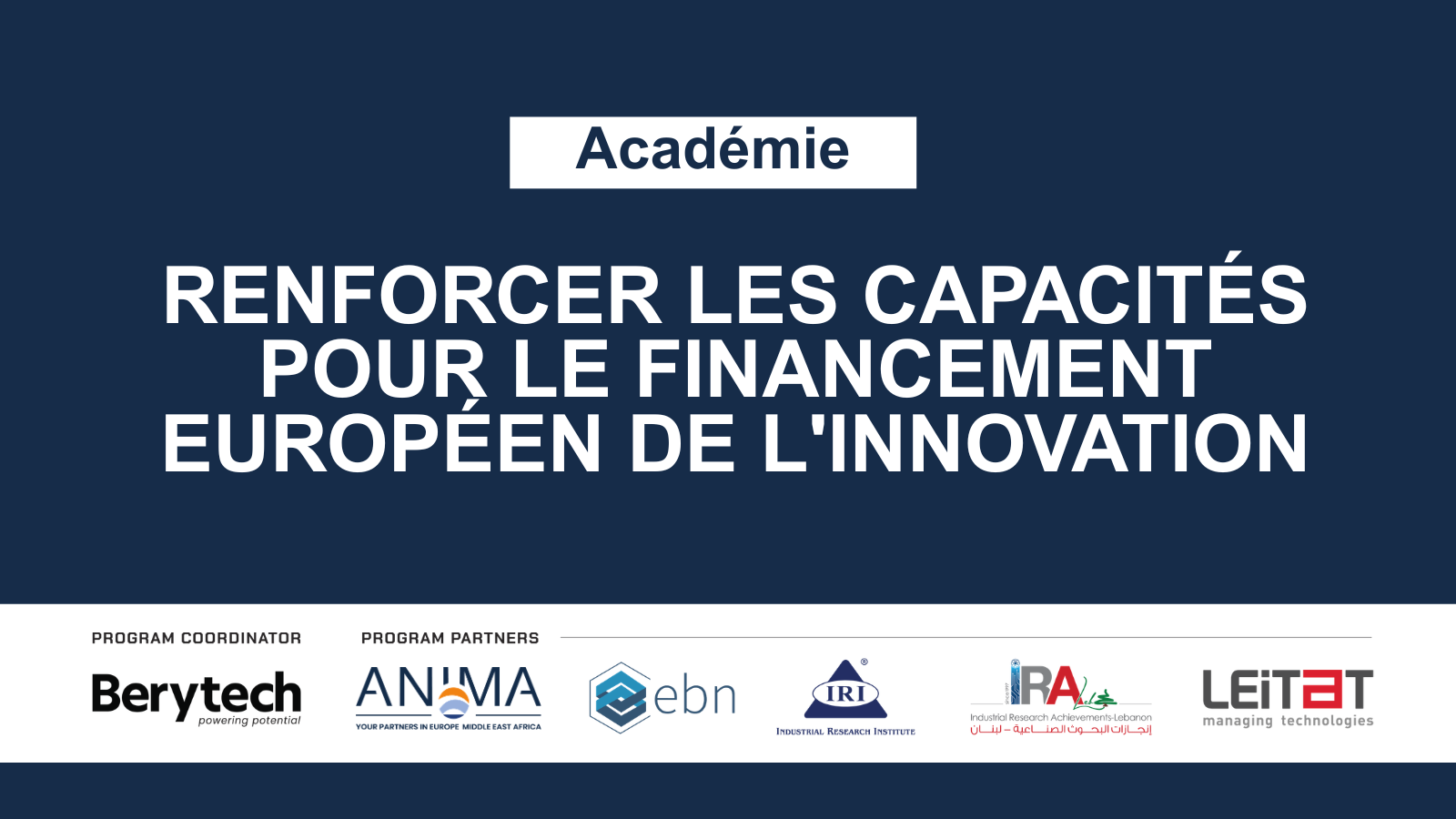Lebanon Innovate Academy_Building Capacity for European Innovation Funding_FR