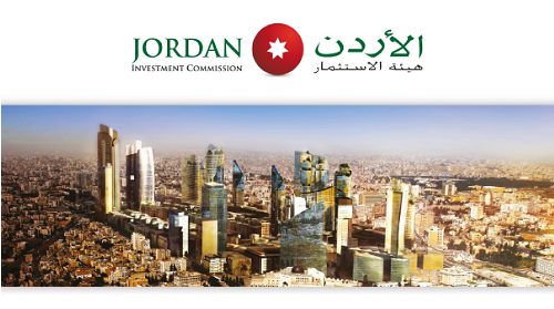 Cover of a presentation with a picture of a future modern city in Jordan